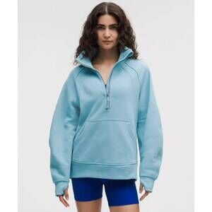 NEW LULULEMON scuba oversized funnel-neck half zip long sweater in washed blue